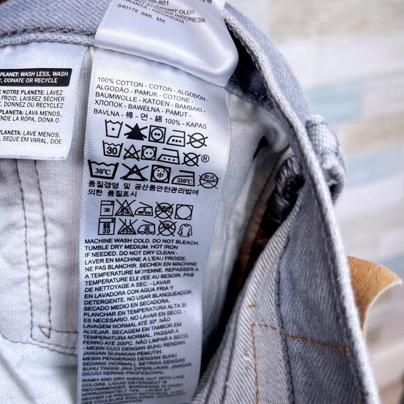 Levis 501 XX Straight Jeans Gray Button Fly Rigid Denim Original Fit Mens 34x32 - Picture 7 of 7